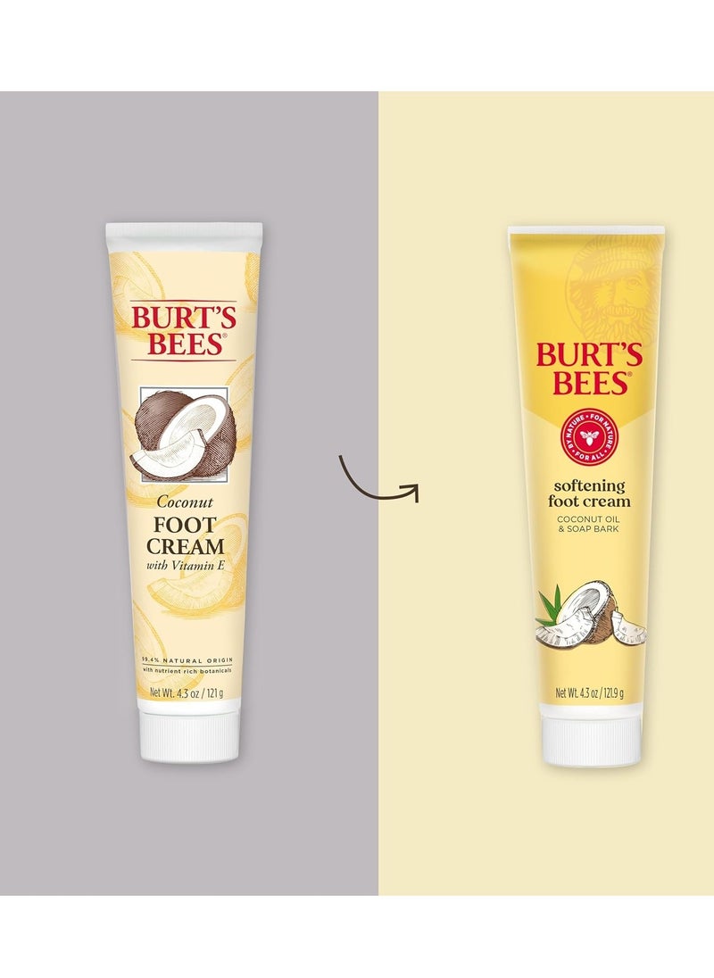 Burt's Bees Stocking Stuffers, Softening Foot Cream with Coconut Oil and Soap Bark, Natural Origin Skin Care Christmas Gifts, 4.3 Ounces (3-Pack)