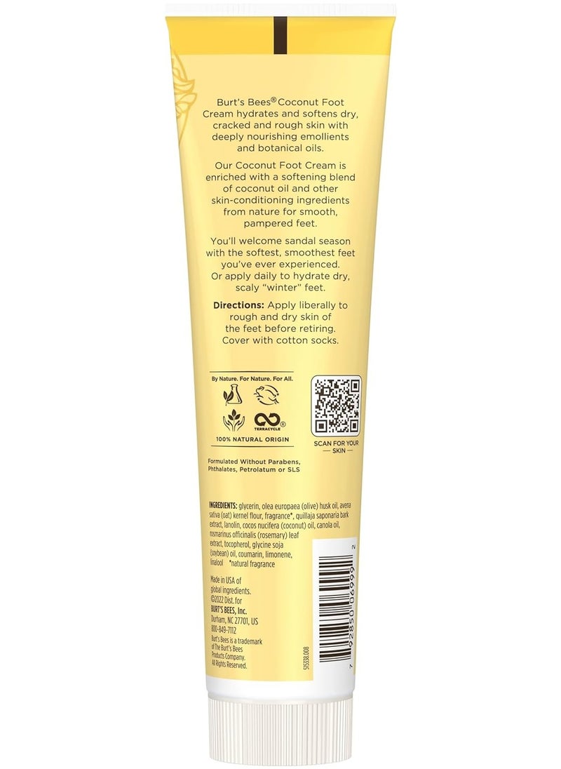 Burt's Bees Stocking Stuffers, Softening Foot Cream with Coconut Oil and Soap Bark, Natural Origin Skin Care Christmas Gifts, 4.3 Ounces (3-Pack)