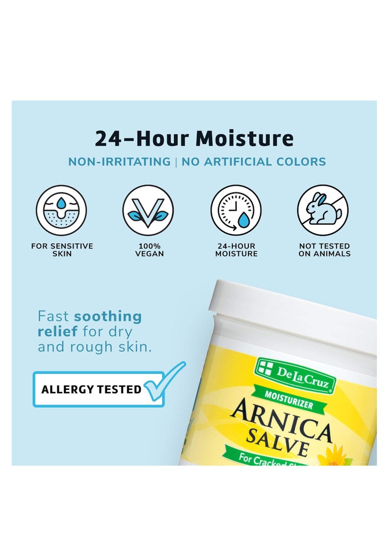 De La Cruz Arnica Salve, Foot Cream for Dry and Cracked Feet and Moisturizing Hand Salve for Dry Hands, 24 Hour Moisture for Dry and Rough Skin - JUMBO SIZE 5.5 OZ