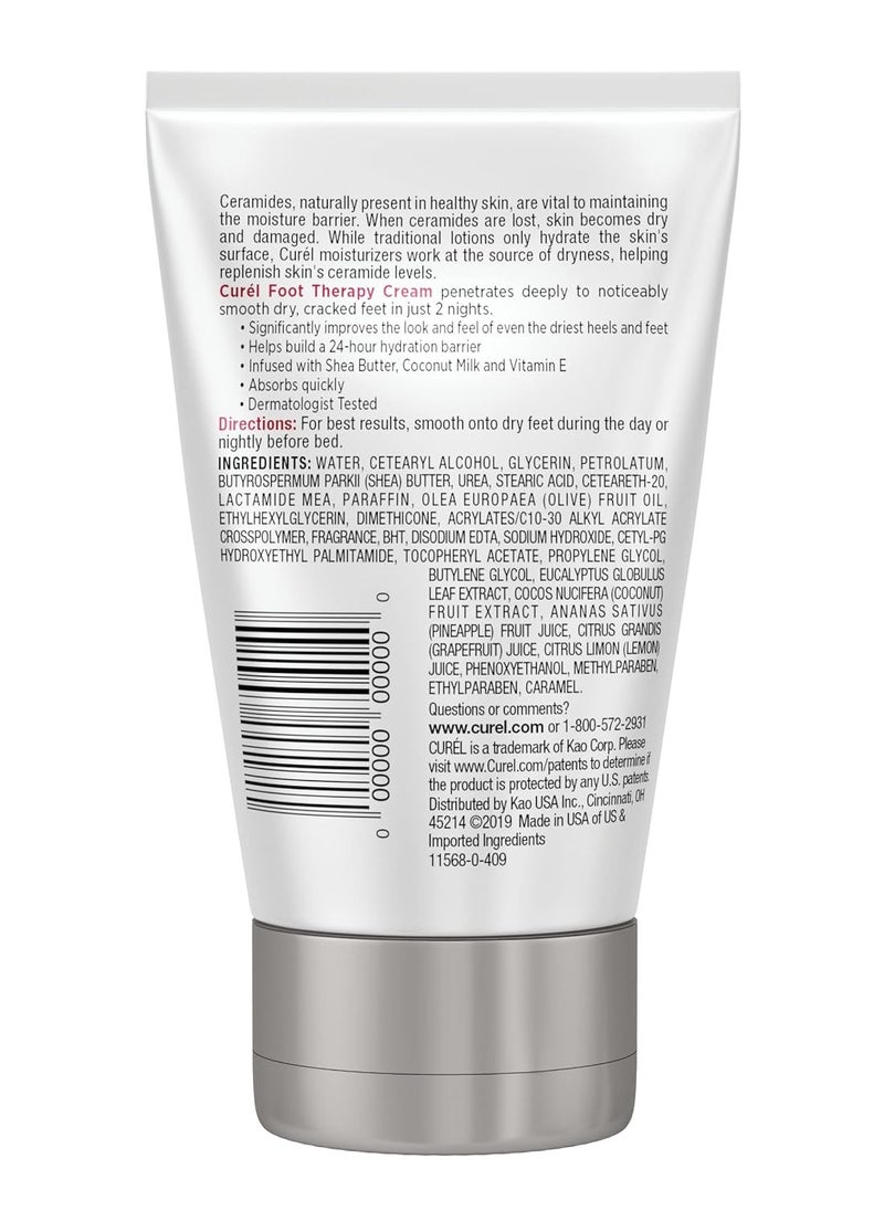 Curel Foot Therapy Cream, 3.5 oz Soothing Lotion for Dry Cracked Feet, Quick Absorbing, with Shea Butter, Coconut Milk, and Vitamin E2