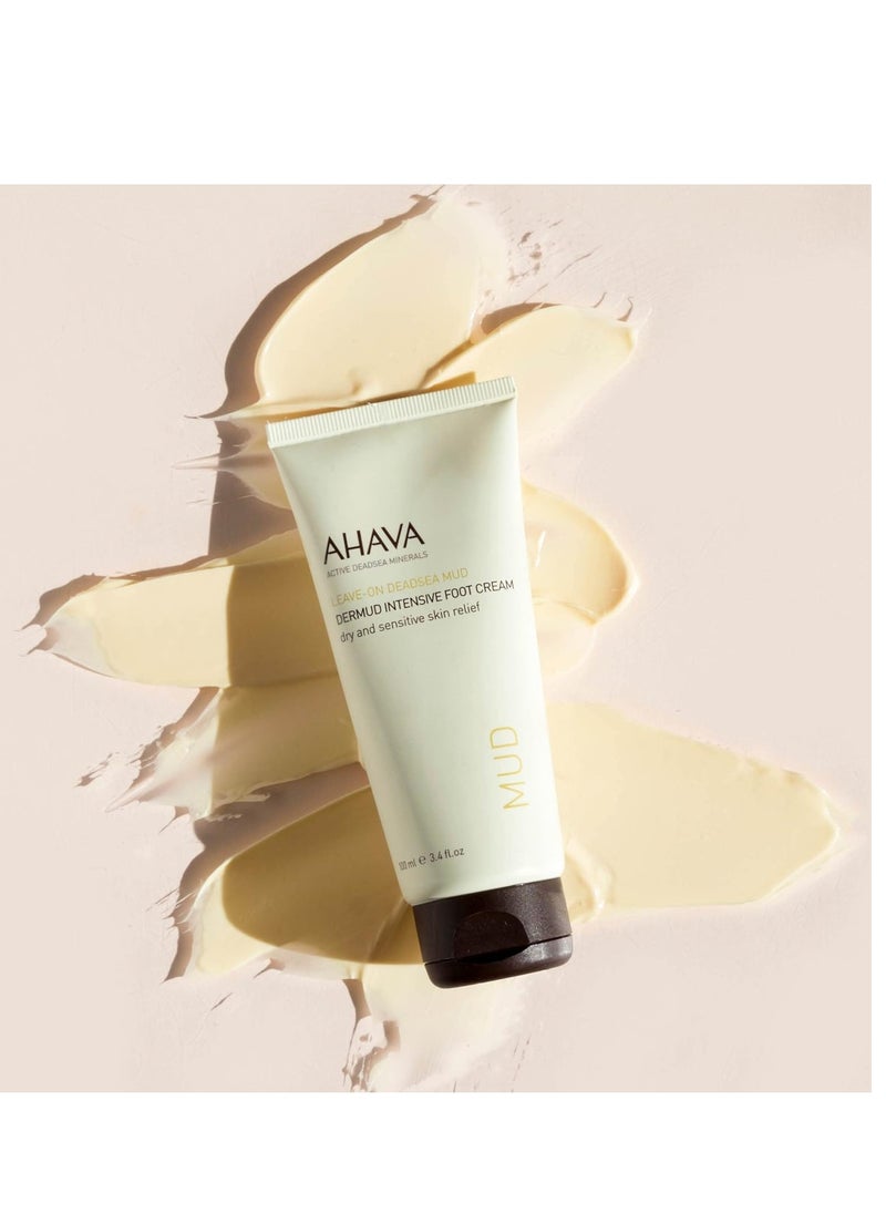AHAVA Dermud Intensive Foot Cream - Intensely Hydrates, Moisturizes & Heals Dry Cracked Heels and Feet, Enriched with Patented Osmoter and Dermud, Hippophae Oil, Lavender Oil & Shea Butter, 3.4 Fl.Oz
