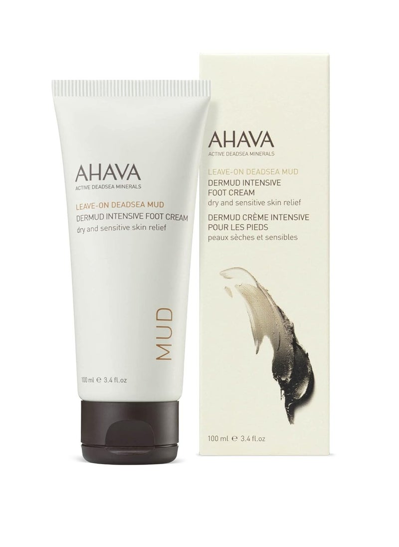 AHAVA Dermud Intensive Foot Cream - Intensely Hydrates, Moisturizes & Heals Dry Cracked Heels and Feet, Enriched with Patented Osmoter and Dermud, Hippophae Oil, Lavender Oil & Shea Butter, 3.4 Fl.Oz