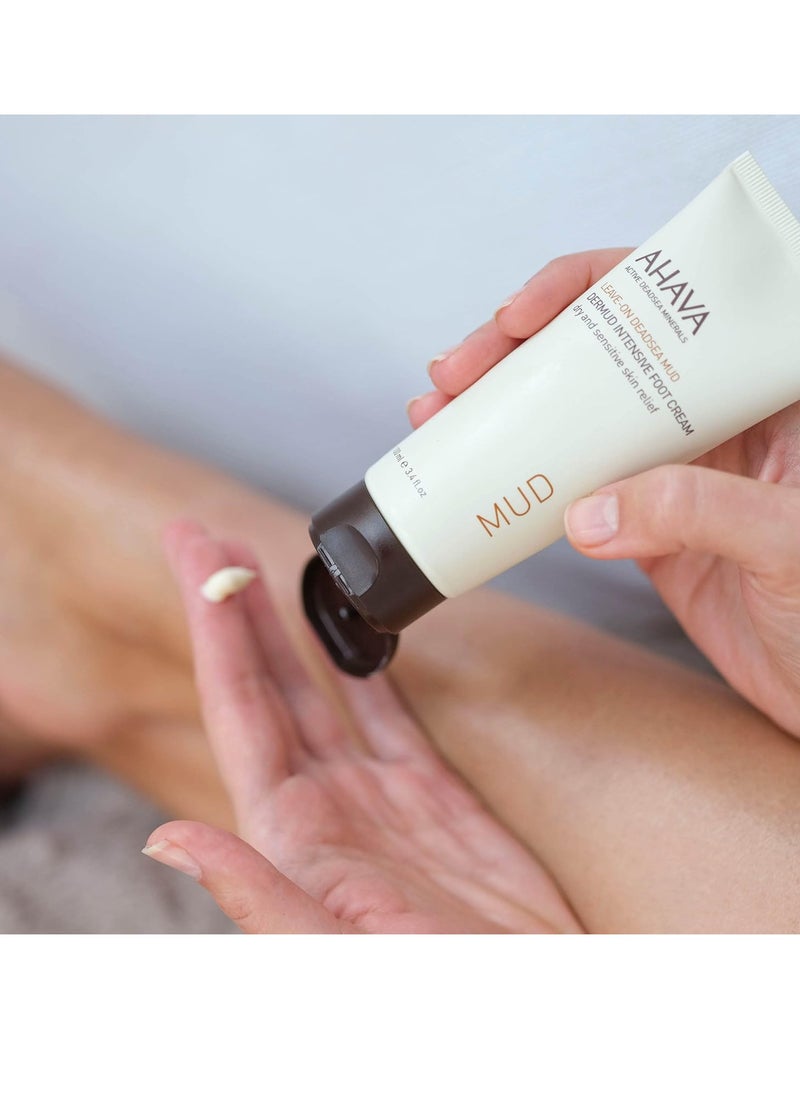 AHAVA Dermud Intensive Foot Cream - Intensely Hydrates, Moisturizes & Heals Dry Cracked Heels and Feet, Enriched with Patented Osmoter and Dermud, Hippophae Oil, Lavender Oil & Shea Butter, 3.4 Fl.Oz