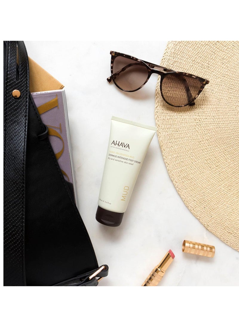 AHAVA Dermud Intensive Foot Cream - Intensely Hydrates, Moisturizes & Heals Dry Cracked Heels and Feet, Enriched with Patented Osmoter and Dermud, Hippophae Oil, Lavender Oil & Shea Butter, 3.4 Fl.Oz