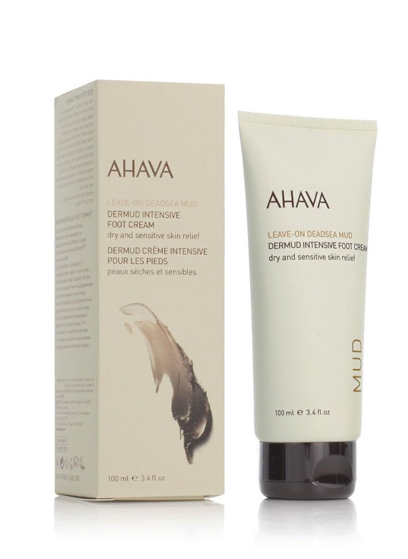 AHAVA Dermud Intensive Foot Cream - Intensely Hydrates, Moisturizes & Heals Dry Cracked Heels and Feet, Enriched with Patented Osmoter and Dermud, Hippophae Oil, Lavender Oil & Shea Butter, 3.4 Fl.Oz