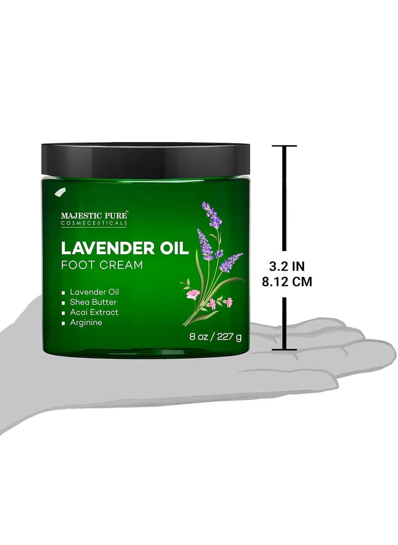 MAJESTIC PURE Lavender Oil Foot Cream, Warming Cream - Calluses, Dry Cracked Feet, Hands, Heels, Elbow, Nails, and Knees - Softens & Moisturizes Skin - 8 oz