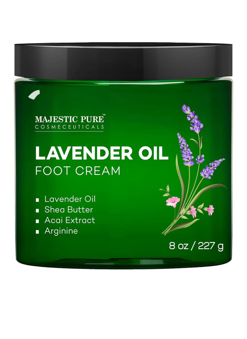 MAJESTIC PURE Lavender Oil Foot Cream, Warming Cream - Calluses, Dry Cracked Feet, Hands, Heels, Elbow, Nails, and Knees - Softens & Moisturizes Skin - 8 oz