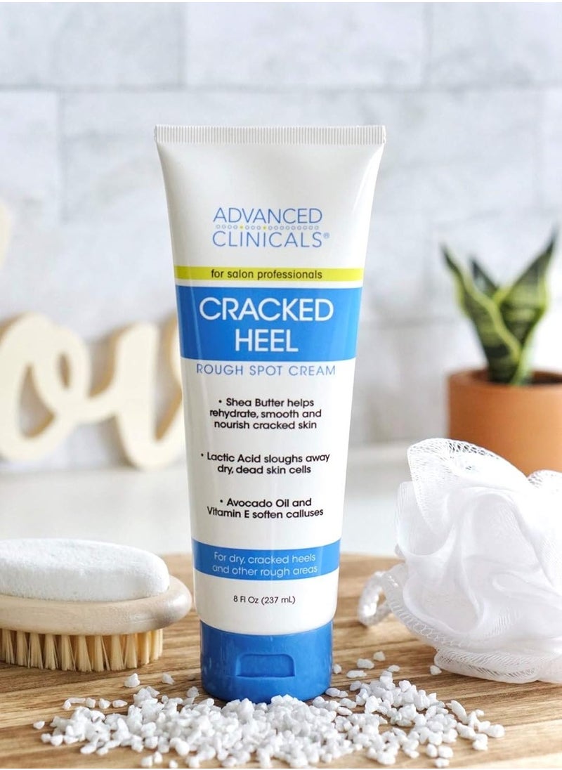 Advanced Clinicals Cracked Heel Foot Cream Skin Care Moisturizer Lotion For Feet W/Shea Butter | Helps Heal Cracked Skin, Rough Spots, Calluses, & Dry Skin | Foot Lotion | Hand Lotion| Large 8 Fl Oz