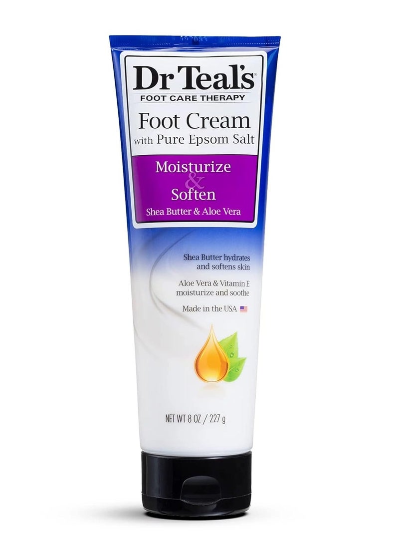 Dr. Teals Pure Epsom Salt Foot Cream Gift Set (4 Pack, 8oz Ea.) - Moisturize & Soften with Shea Butter & Aloe Vera Essential Oils - Eases Aches & Pains, Promotes Healthy Looking Skin