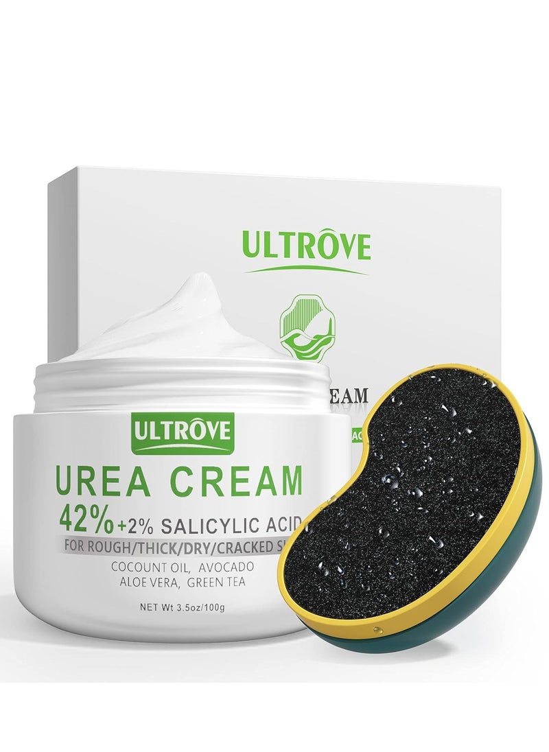 Urea Cream 42% - 2% Salicylic Acid Foot Moisturizer - Callus & Dead Skin Remover, Repairing Foot File, 3.5 oz