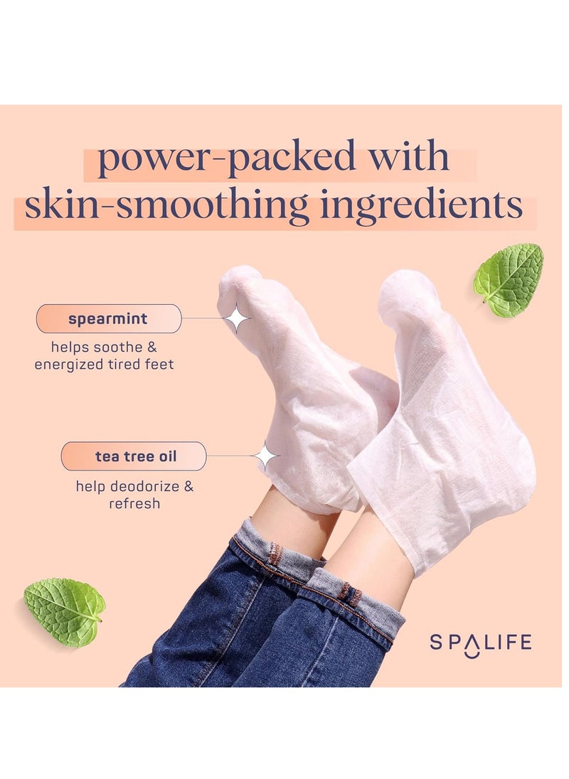 SpaLife Softening Care Foot Sockies (8-Pack) - Spearmint & Tea Tree Oil, Exfoliating Pack for Healthy Feet, Intensive Repair, Callus Remover Sockies, Dry Skin Solution, Moisturizing Foot Treatment