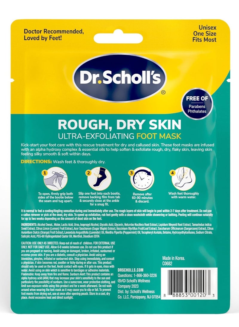 Dr. Scholl's Rough, Dry Skin Ultra Exfoliating Foot Peeling Mask, 3 Pairs Moisturizing Socks Gently Peels and Softens, with Urea, Dry Skin Callus Remover for Feet