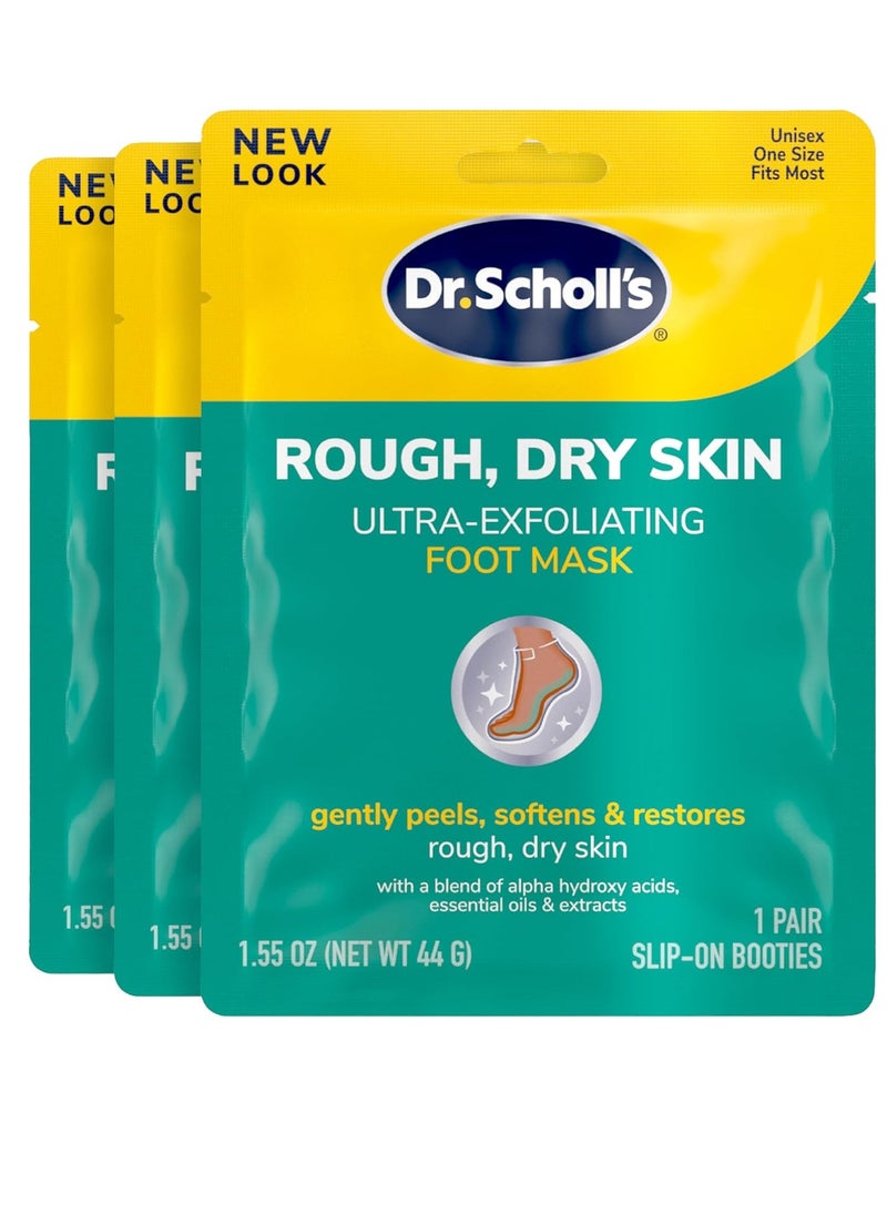 Dr. Scholl's Rough, Dry Skin Ultra Exfoliating Foot Peeling Mask, 3 Pairs Moisturizing Socks Gently Peels and Softens, with Urea, Dry Skin Callus Remover for Feet