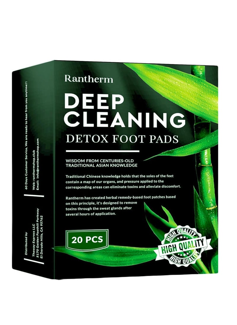 Foot Paches, Premium Deep Cleansing Foot Pads, Bamboo Foot Paches, Ginger Foot Pads for Promoting Sleeping, Relieving Fatigue and Relaxing Muscles & Tendons and Eliminate Moisture 20 Packs