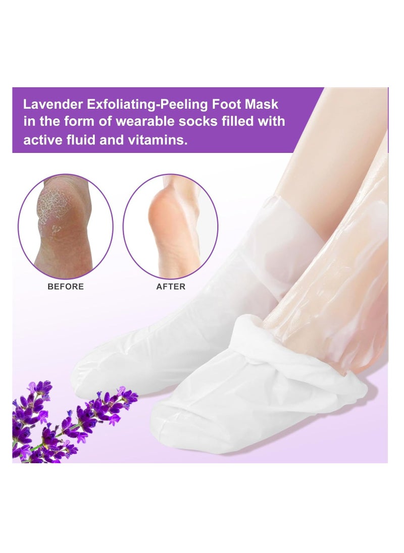 Foot Peel Mask - 5 Pack, Exfoliating Foot Care Mask Make Feet Baby Soft Skin, Foot Mask for Dry Cracked Feet, Peeling Away Dead Skin, Calluses - Lavender