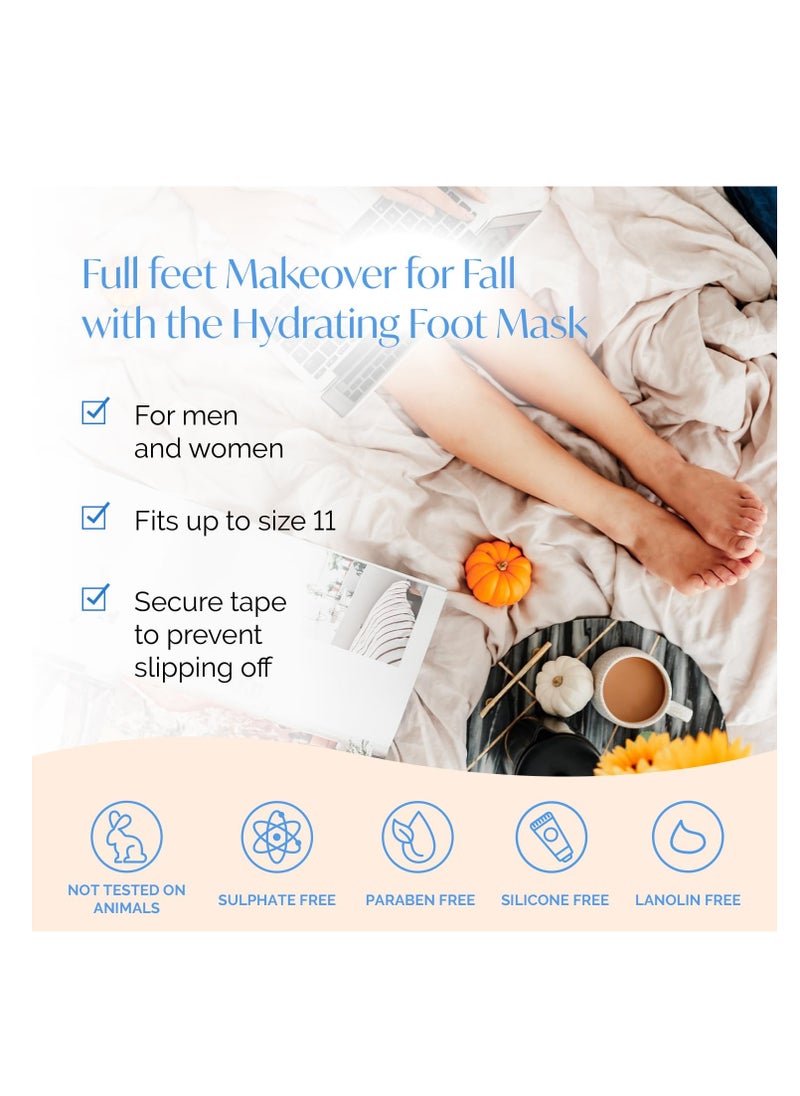 PLANTIFIQUE Korean Foot Mask Moisturizing 4 Pairs Box for Dry & Cracked Feet - Hydrating Socks for Soft Heels - Intense Moisturizing and Repairing Dry Rough Skin - Foot Spa - Happy Feet Mask