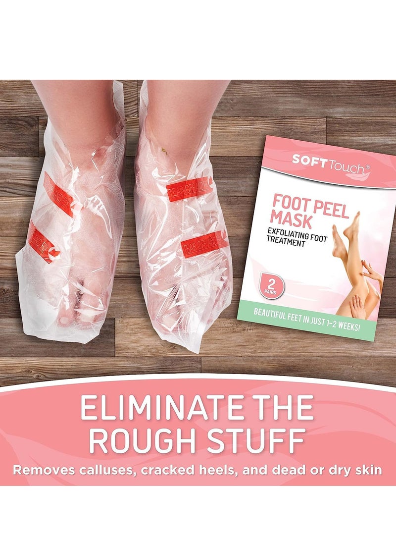 Soft Touch Foot Peel Mask - Pack of 2 Feet Peeling Masks for Dry, Cracked Heels & Calluses - Exfoliating Foot Mask Peel for Baby Soft Skin (Original)
