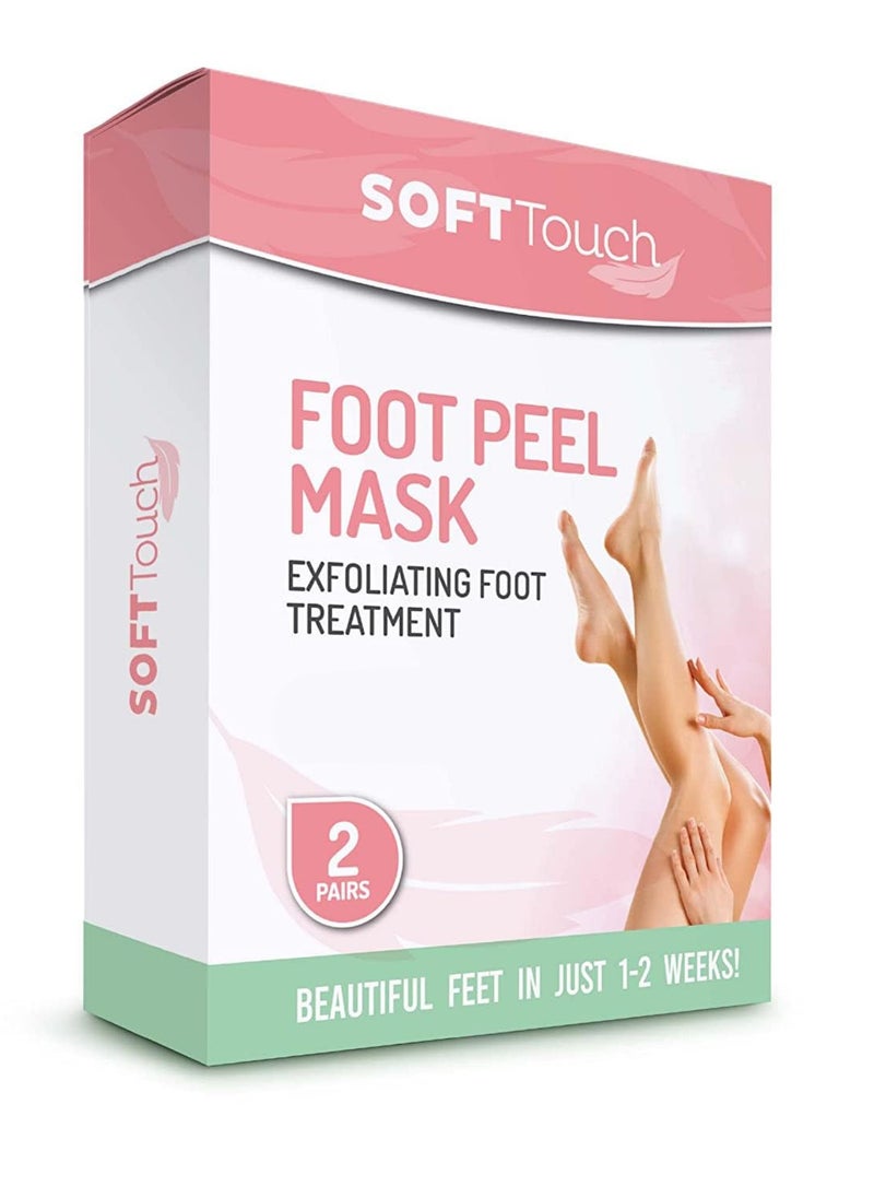 Soft Touch Foot Peel Mask - Pack of 2 Feet Peeling Masks for Dry, Cracked Heels & Calluses - Exfoliating Foot Mask Peel for Baby Soft Skin (Original)