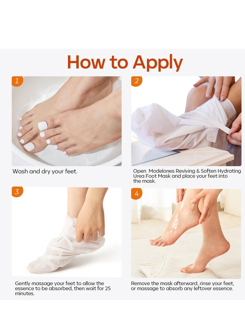 modelones 6 Pairs Hydrating Foot Mask for Dry Cracked Feet, Deep Moisturizing with Urea + Coconut Oil + Hyaluronic Acid+ Vitamin E, Foot Care for Women and Men, Soft Smooth Feet