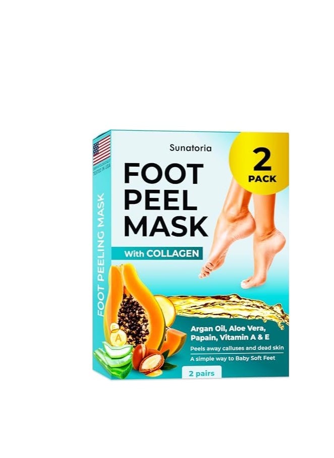 Foot Peeling Mask for Dead Skin Remover & Deep Moisturize | 2 Pairs | Dermatologically Tested - Foot Peel Mask for Dry Cracked Feet - Foot Mask make Soft Baby Feet for Men & Women | Aloe Vera