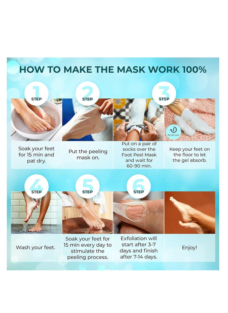 Foot Peeling Mask for Dead Skin Remover & Deep Moisturize | 2 Pairs | Dermatologically Tested - Foot Peel Mask for Dry Cracked Feet - Foot Mask make Soft Baby Feet for Men & Women | Aloe Vera