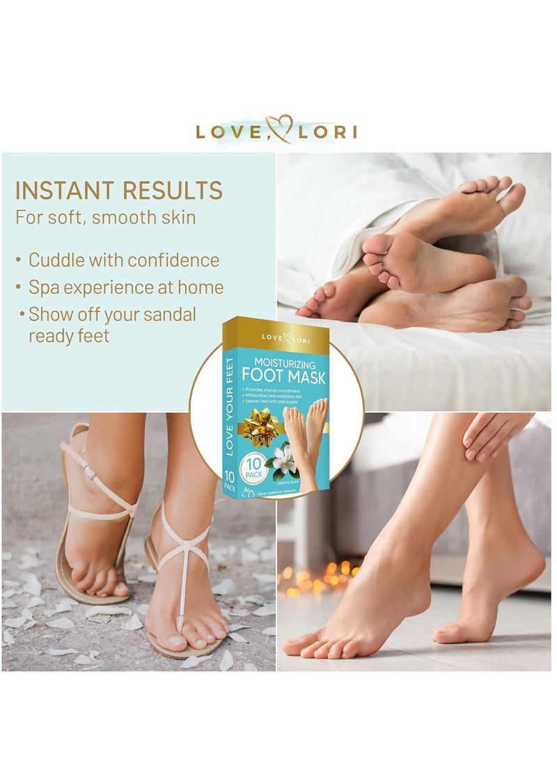 Foot Care Kit - Effective Foot Mask for Rough Cracked, Dry Feet - Foot Spa Kit of 10 Moisturizing Socks