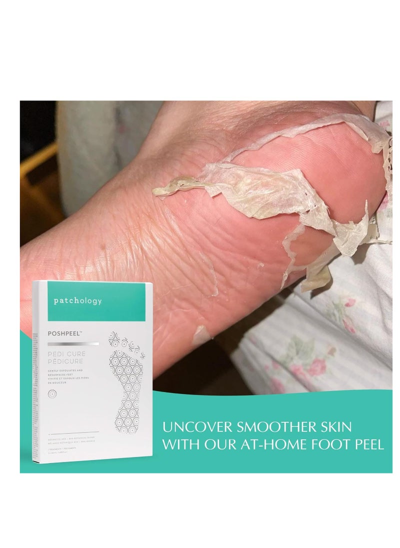 Patchology PoshPeel Pedi Cure - Foot Peel Mask Soak Treatment, Pedicure Foot Spa, Feet Peeling Mask, Pedicure Booties w/Deep Exfoliation for Baby-soft Skin, Pedicure Supplies for Foot Care, 1 Pair