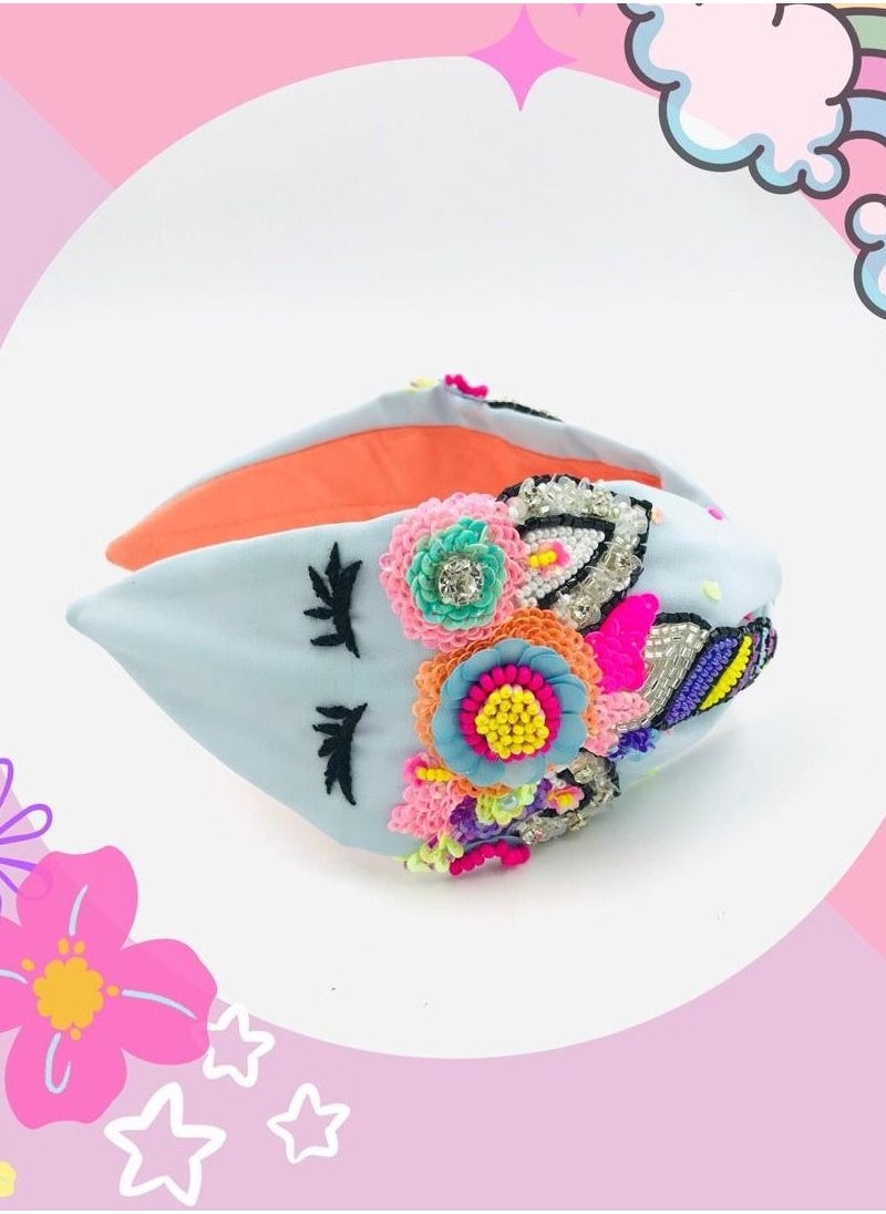 TURBAN HEADBAND - UNICORN BLUE