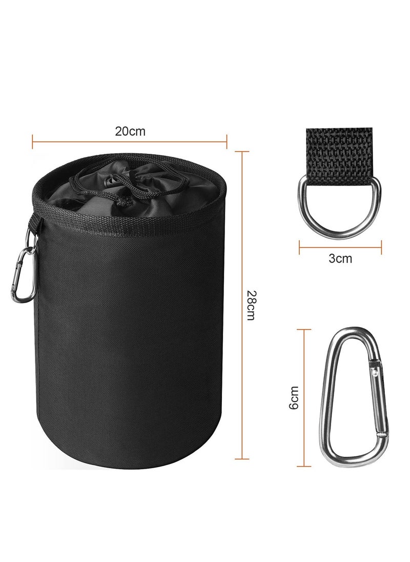 Peg Bag, Black Large Peg Bag with Closing Cord and Hanging Snap Hook, Peg Bag for Laundry Clothes Pegs, Indoor Outdoor Pegs Organizer Storage Use, Black 7.8 X 7.8 X 11 Inch