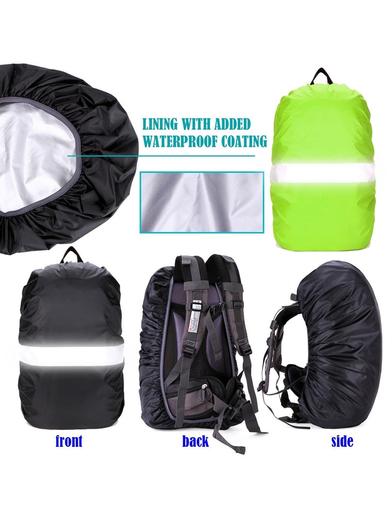 2Pcs Reflective Waterproof Backpack Rain Cover Protect Your Backpack from Rain Silver Coated Inside Dust Waterp UV proof Ideal for Outdoor Hiking Riding Climbing  M 40L 50L Green and Black