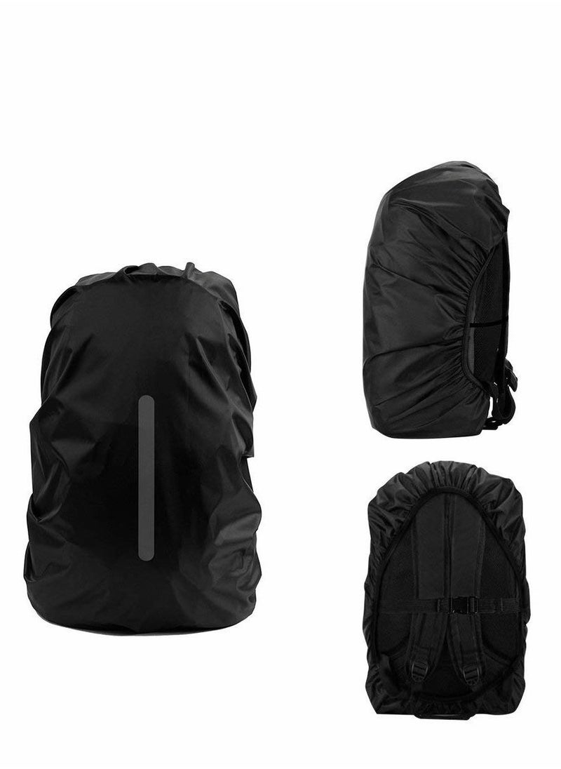 2 Pcs Waterproof Rain Cover for Backpack, Reflective Rainproof Protector,High Visibility Rucksack Dustproof for Hiking Camping Bycling Traveling Outdoor Activities XL Black (56L-70L)