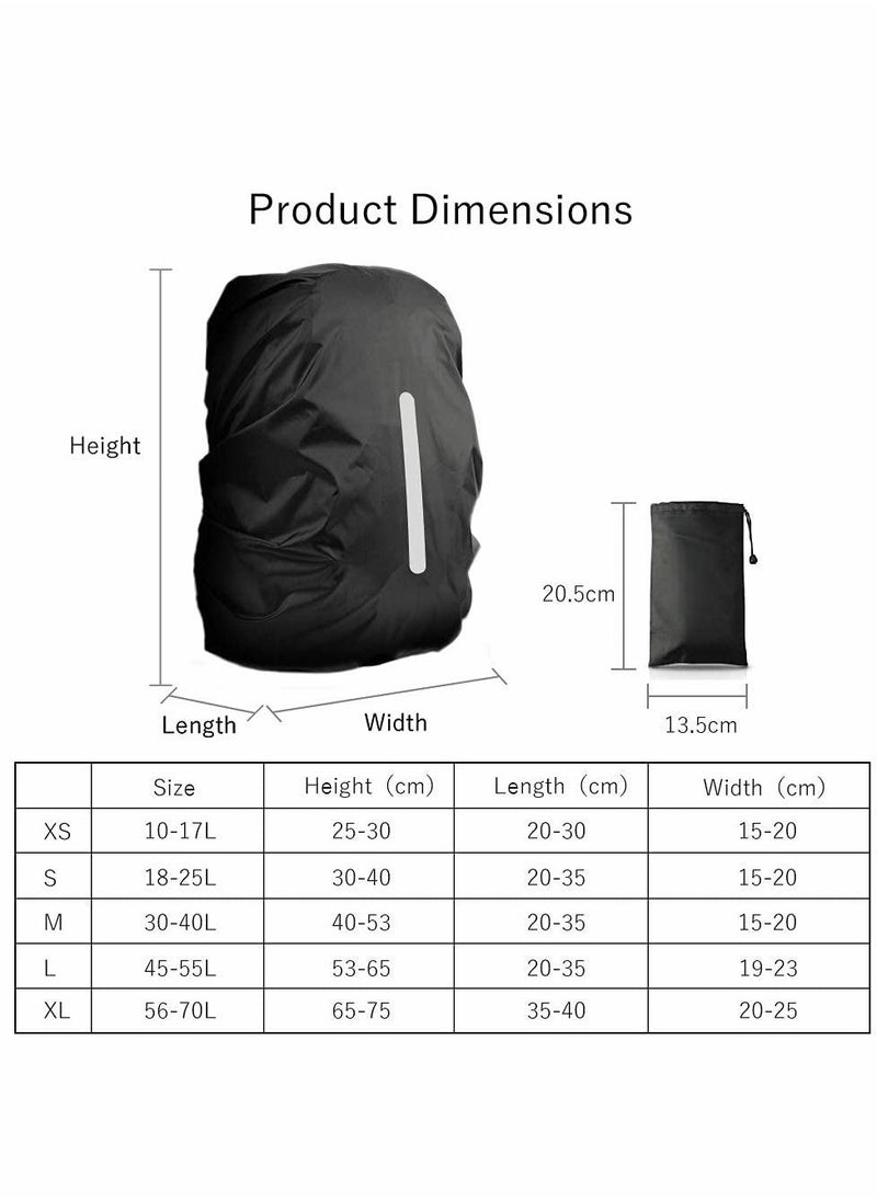 2 Pcs Waterproof Rain Cover for Backpack, Reflective Rainproof Protector,High Visibility Rucksack Dustproof for Hiking Camping Bycling Traveling Outdoor Activities XL Black (56L-70L)