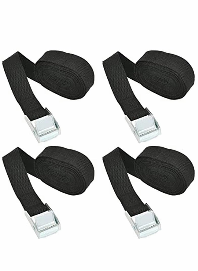 4 Pcs Fastening Straps with Buckle, 2.5m x 2.5cm Heavy Duty Tie Down Adjustable Straps Tension Straps Polypropylene Webbing Lashing Straps for Bike, Motorcycle, Car, Auto