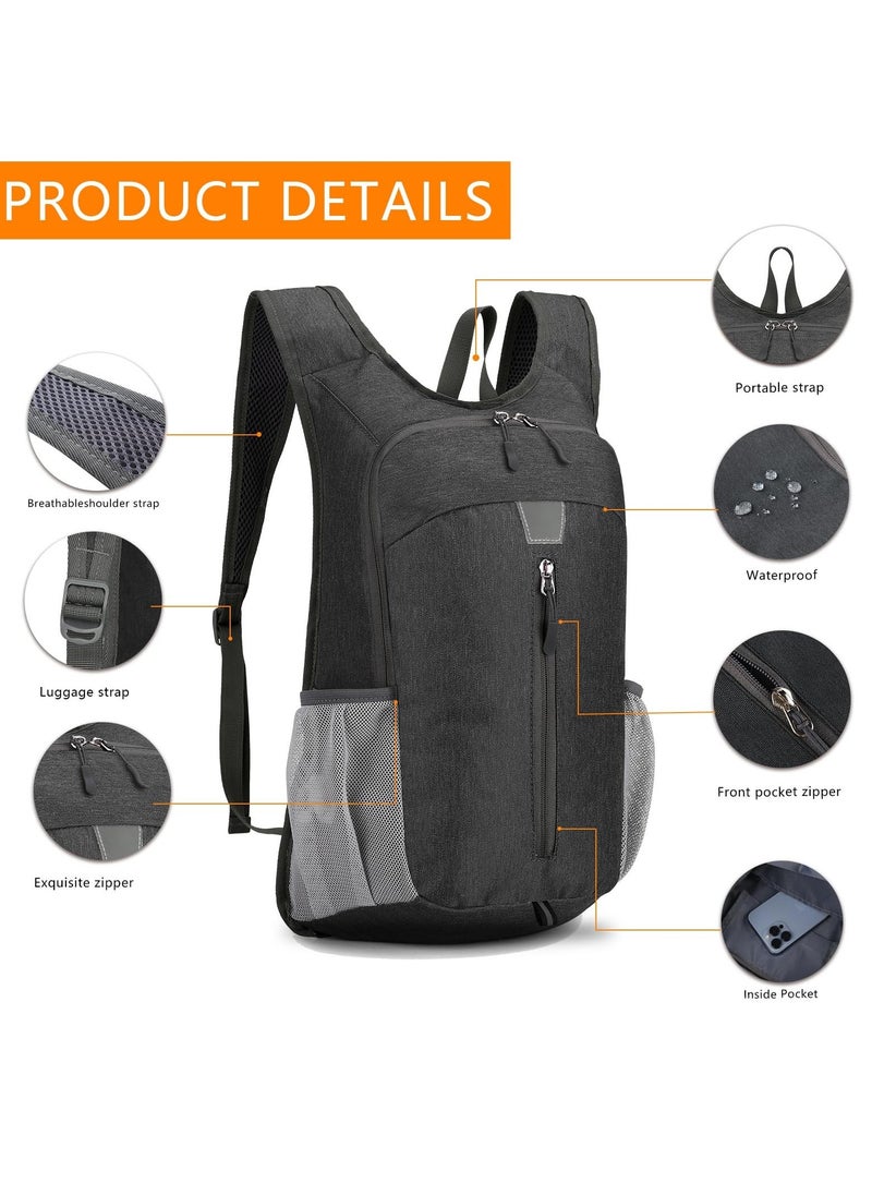 Foldable Backpack Water Resistant Lightweight Packable, Ideal for Hiking Travel Outdoor, Compact and Durable Backpack for Men and Women, Black