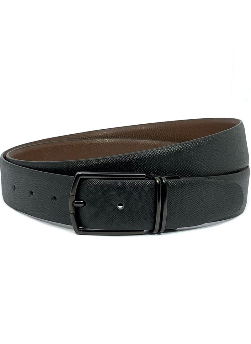 Classic Milano Genuine Leather Reversible Belt for Men | Black & Brown Formal Belt for Business or Office Wear | Men's Leather Belt