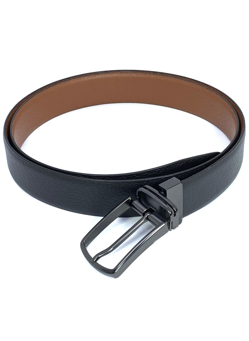 Classic Milano Genuine Leather Reversible Belt for Men | Black & Tan Formal Belt for Business or Office Wear | Men's Leather Belt