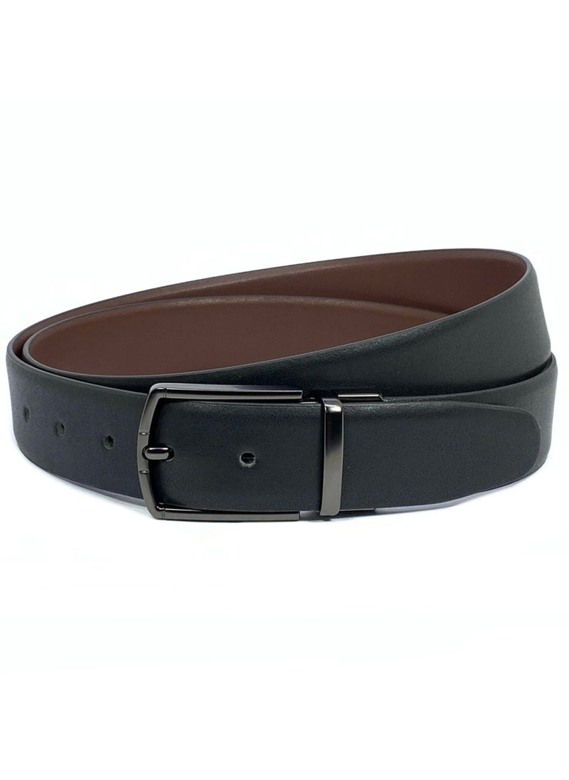 Classic Milano Genuine Leather Reversible Belt for Men | Black & Brown Formal Belt for Business or Office Wear | Men's Leather Belt