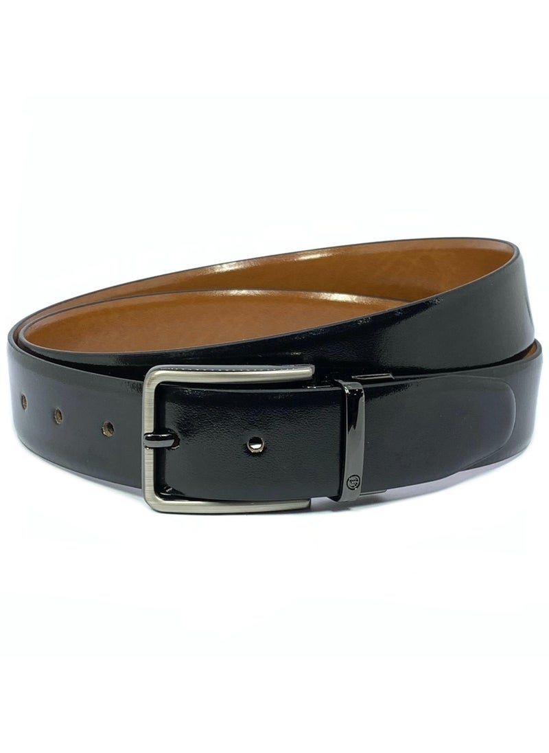 Classic Milano Genuine Leather Reversible Belt for Men | Black & Tan Formal Belt for Business or Office Wear | Men's Leather Belt