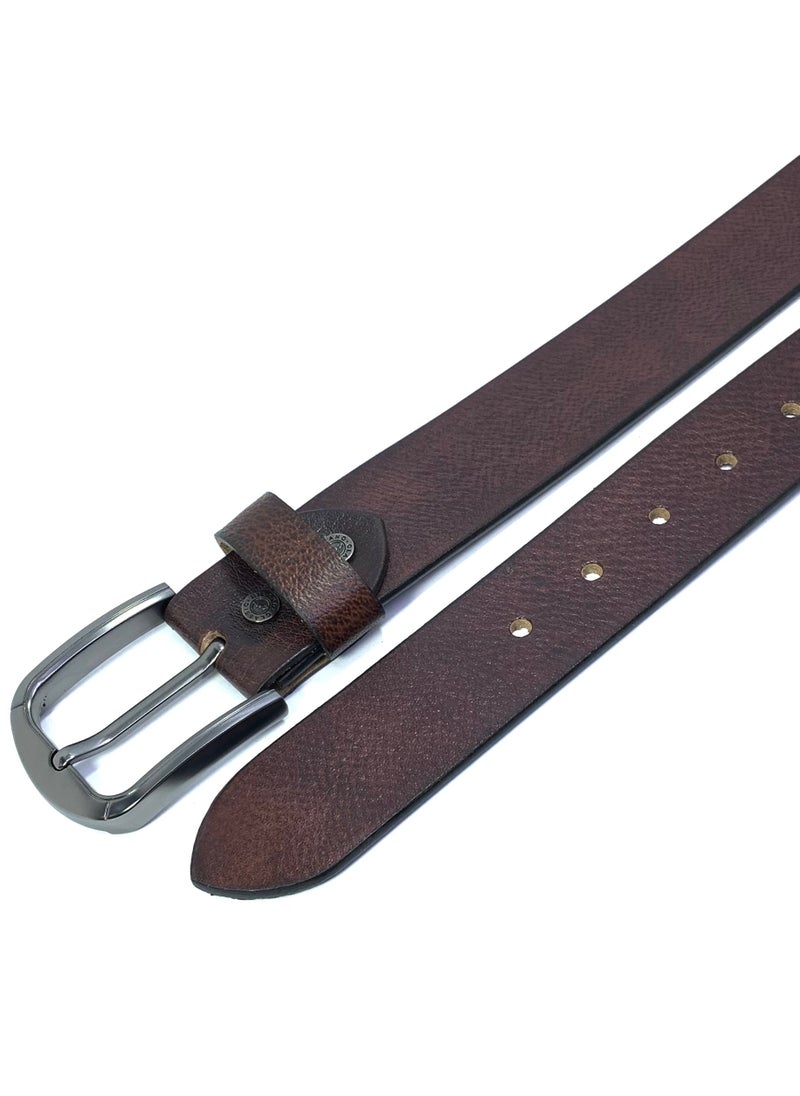 Classic Milano Genuine Leather Belt for Men - Semi-Casual & Party Wear Belt for Jeans, Casual Outfits, and Gifts - Brown Men’s Belt