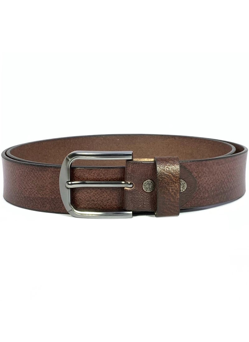 Classic Milano Genuine Leather Belt for Men - Semi-Casual & Party Wear Belt for Jeans, Casual Outfits, and Gifts - Brown Men’s Belt