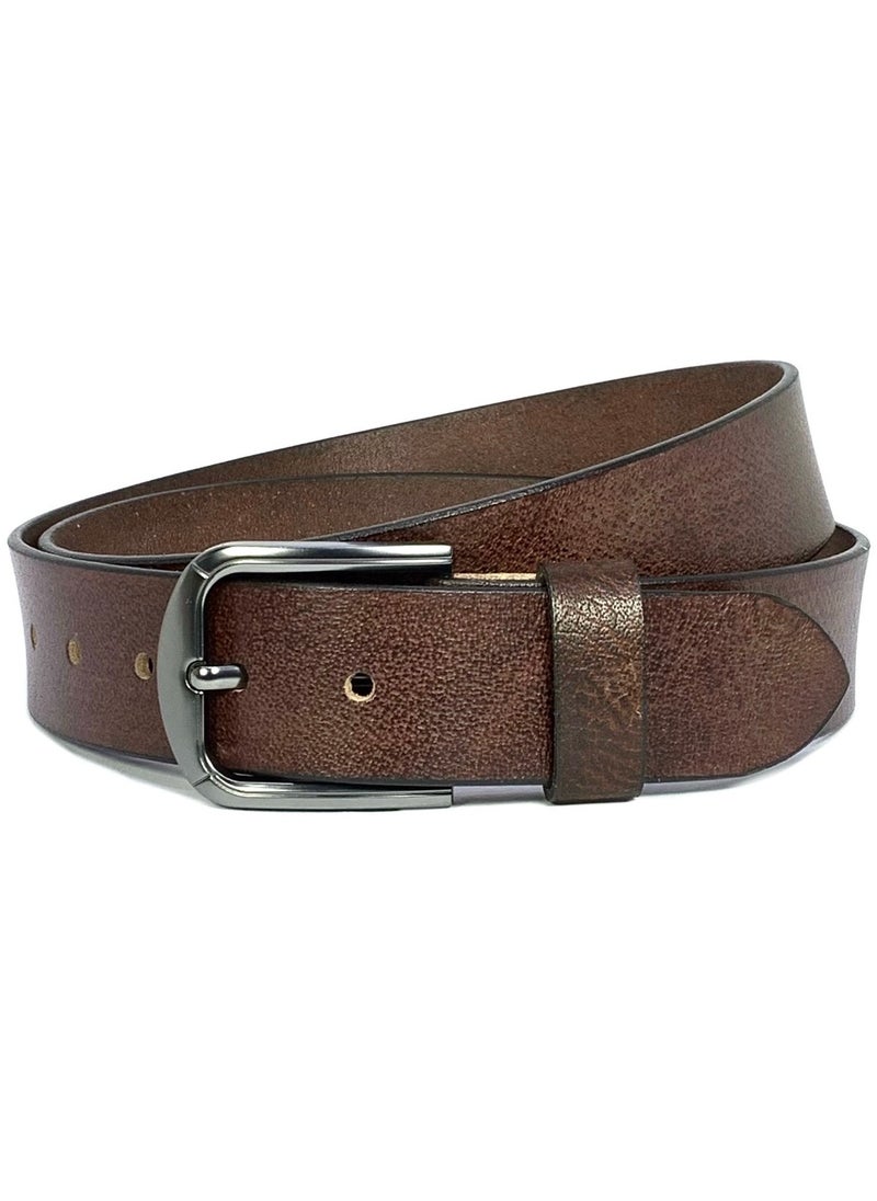 Classic Milano Genuine Leather Belt for Men - Semi-Casual & Party Wear Belt for Jeans, Casual Outfits, and Gifts - Brown Men’s Belt