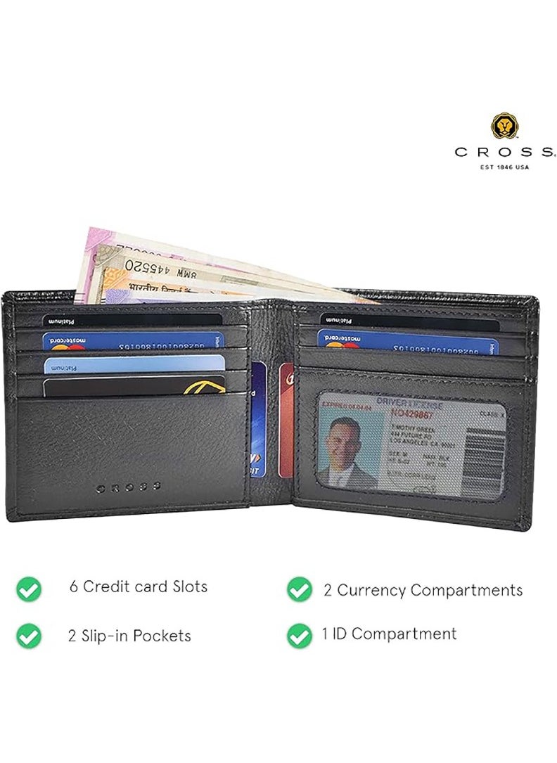 Cross Black Men's Id Wallet Genuine Leather Wallet for Men Branded - Black (AC298366)