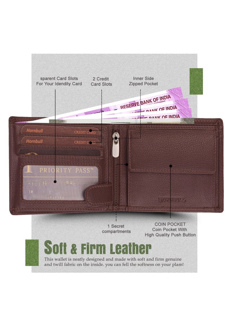 HORNBULL Denial Brown Leather Wallet for Men | Wallets Men with RFID Blocking | Mens Wallet Leather