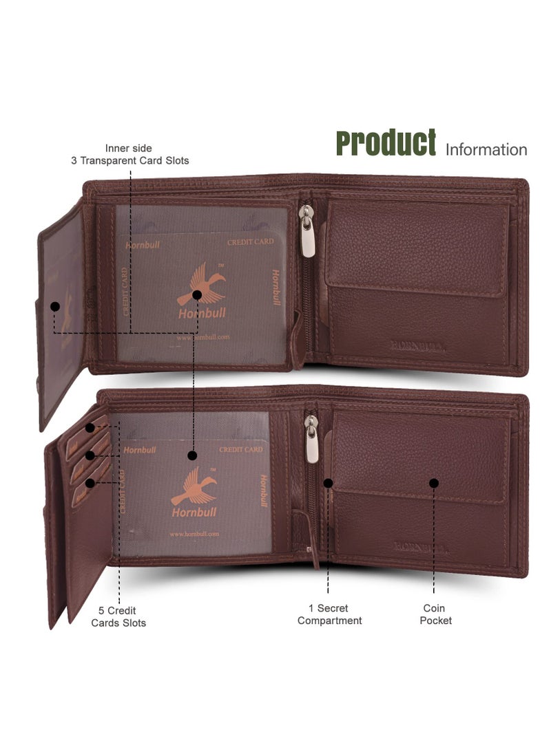 HORNBULL Denial Brown Leather Wallet for Men | Wallets Men with RFID Blocking | Mens Wallet Leather