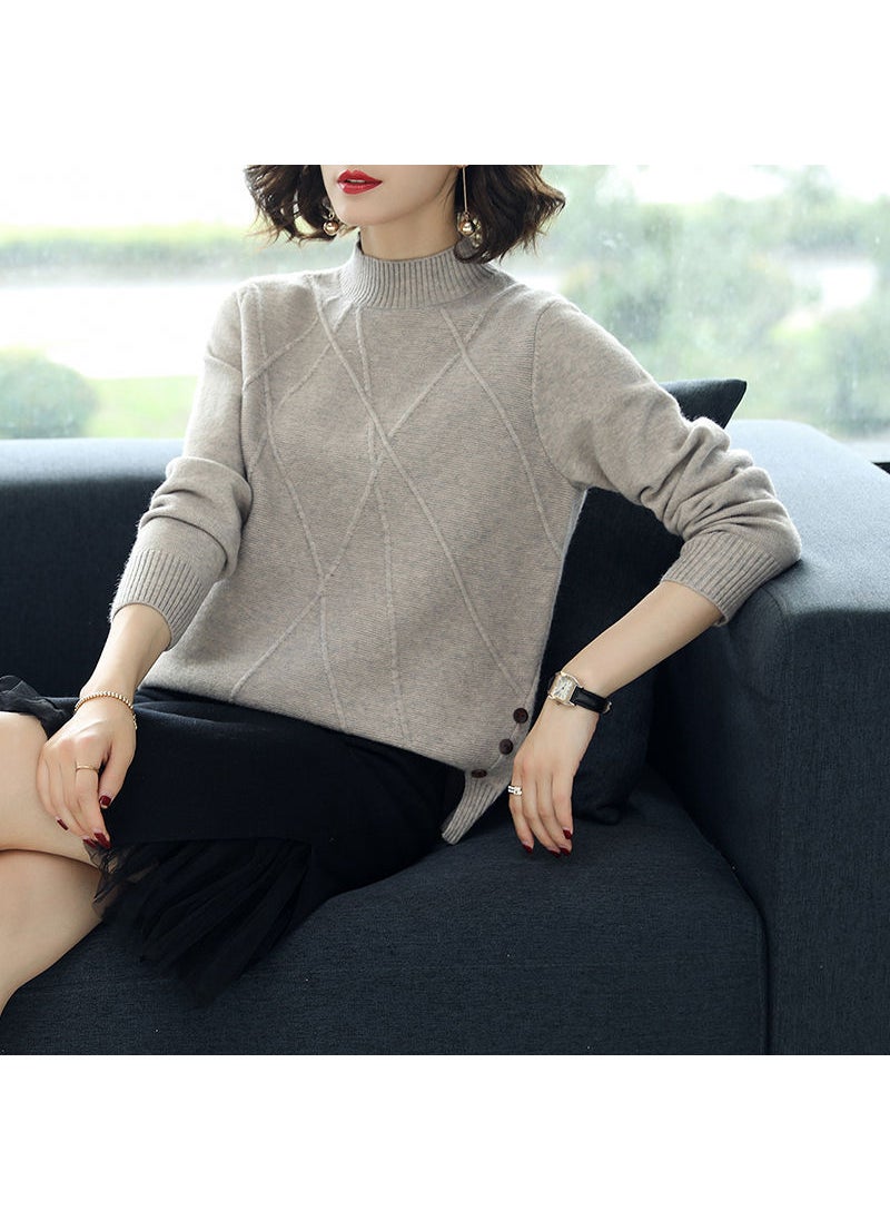 2023 Autumn Winter Trendy Womens Turtleneck Sweater 545 camel