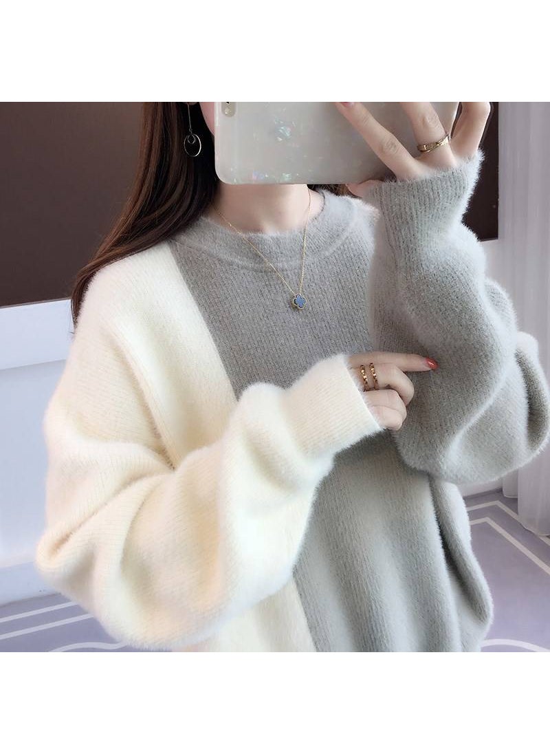 Thick Plush Velvet Sweater Women Autumn Korean Style Gray