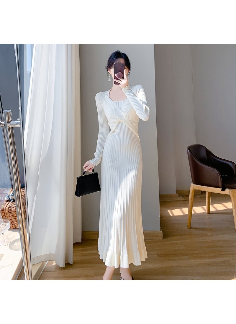 Korean Style Sweater Dress Womens Autumn/Winter Apricot