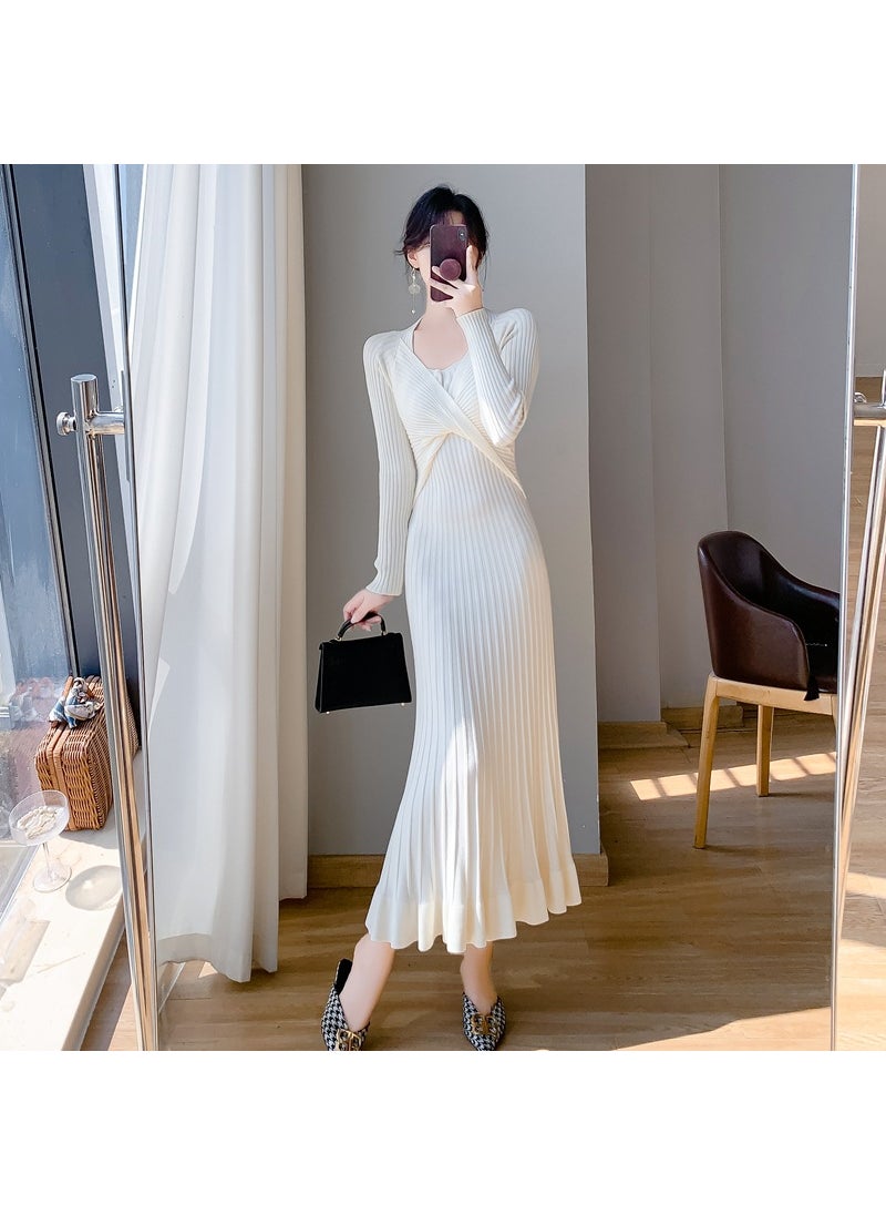 Korean Style Sweater Dress Womens Autumn/Winter Apricot