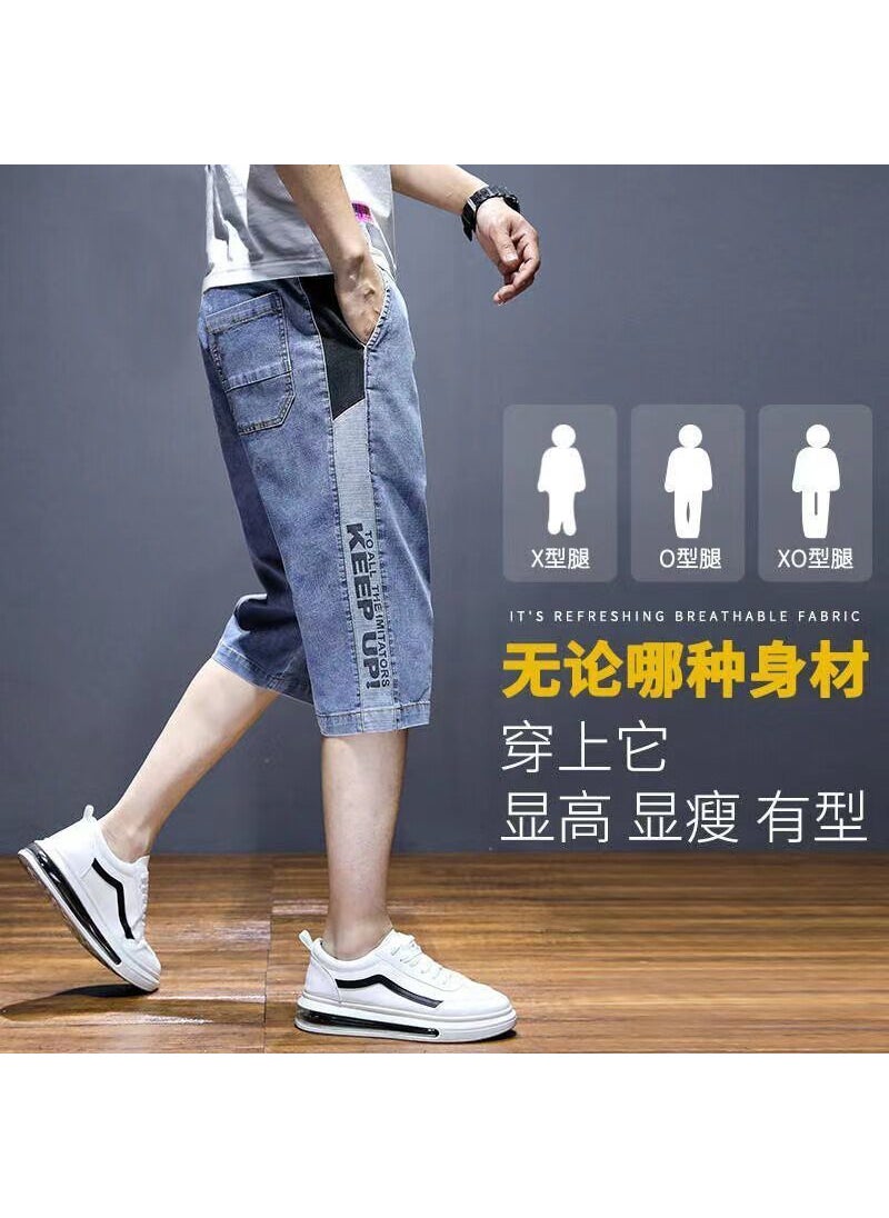 2023 Mens Denim Shorts Casual Loose Fit Black and gray