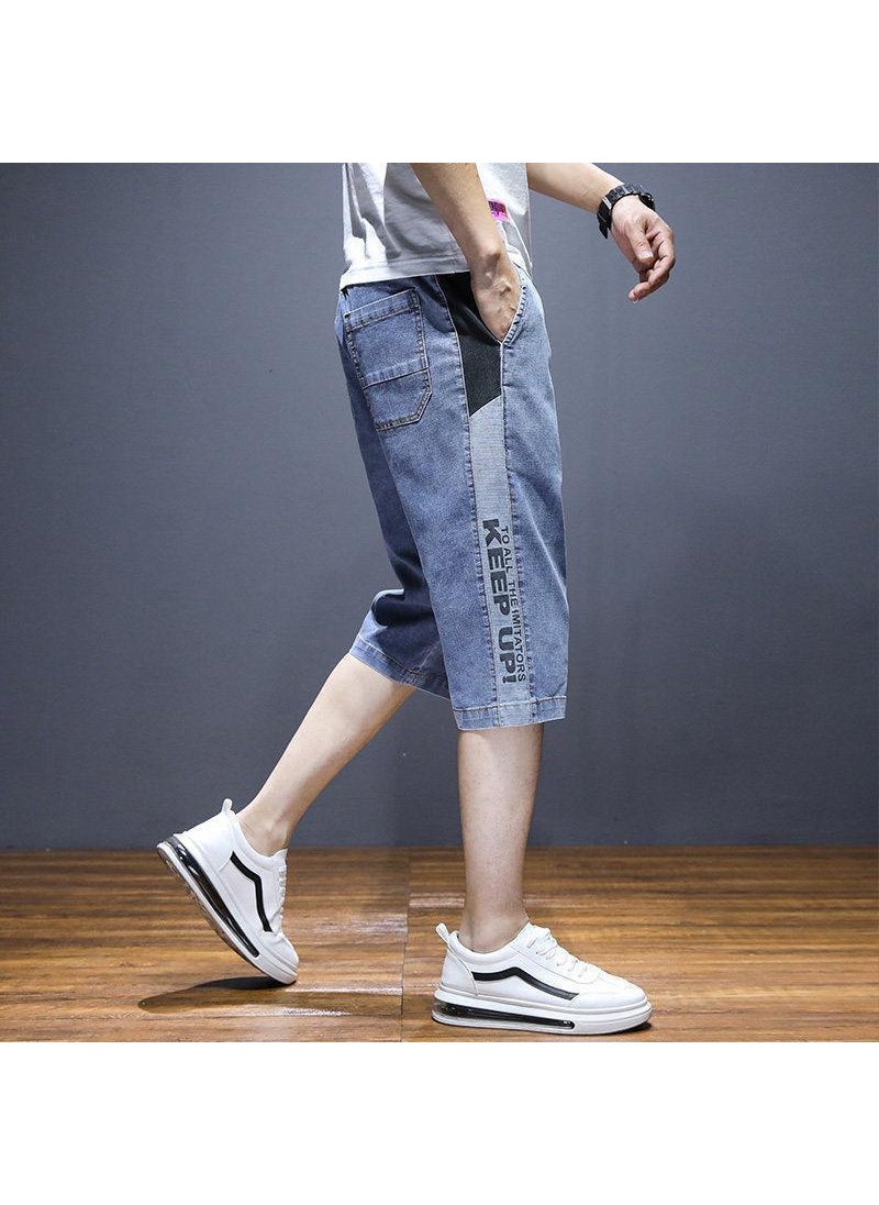 2023 Mens Denim Shorts Casual Loose Fit Black and gray